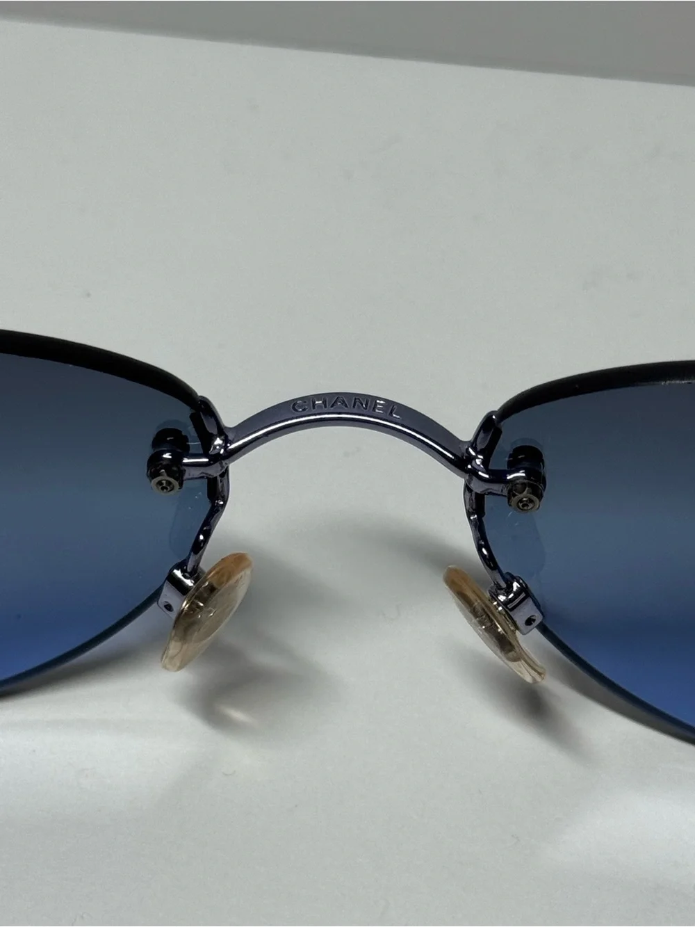 Vintage CHANEL Rimless Sunglasses 4069 C222/8F Excellent Condition Blue Lens